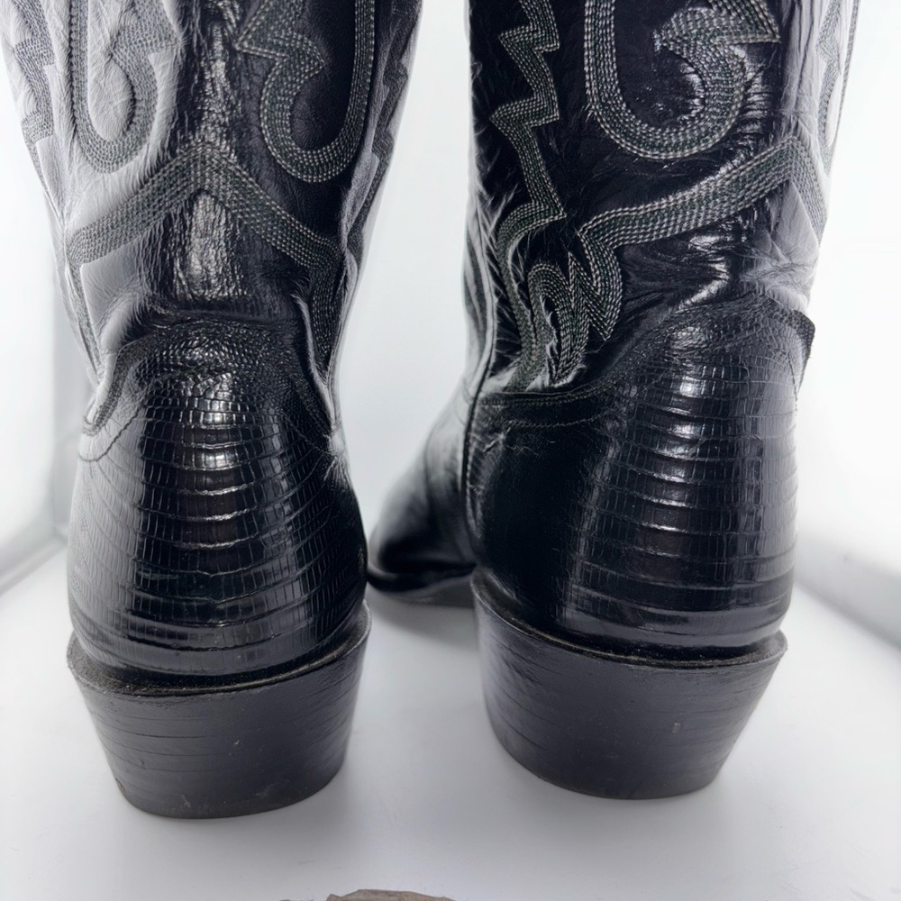 Vintage Justin Men's Lizard 13 B Cowboy Boots Western Style 9152 Black - Picture 7 of 13